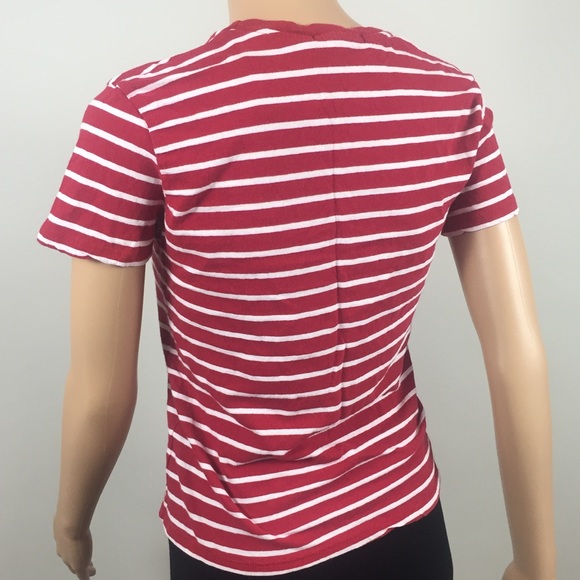 🆕 Brandy Melville Red & White Striped Tee - Picture 4 of 6